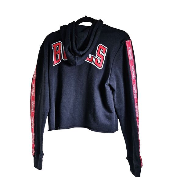 Black Cropped Hoodie with Red Logo - Picture 2 of 7